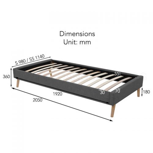Cal Bed Frame Bedroom, Super Single Bed Frame Dimensions