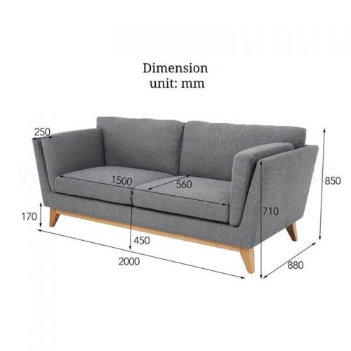Hansford 3 Seater Sofa Bedandbasics, Dimensions Of 3 Seat Sofa