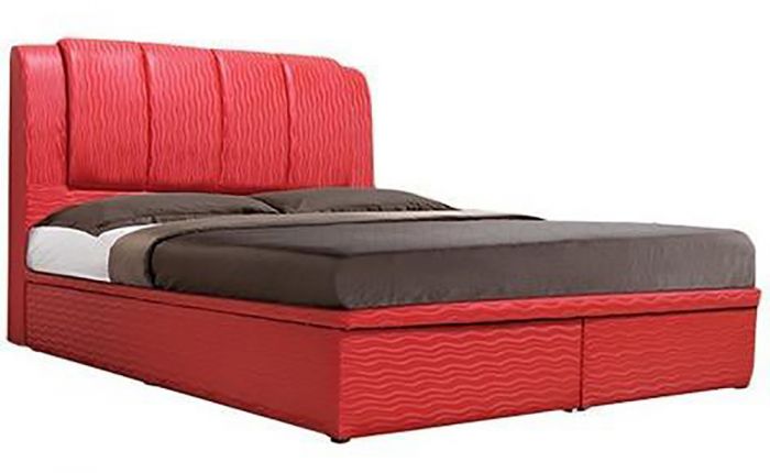 Hayes Faux Leather Storage Bed Frame, Red Faux Leather Bed Frame