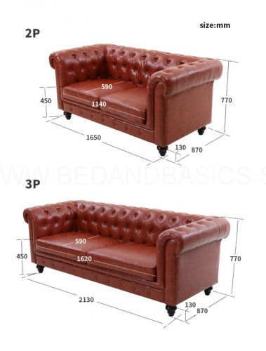 Hugo Chesterfield 3 Seater Sofa Dove, What Is The Size Of A 3 Seater Sofa