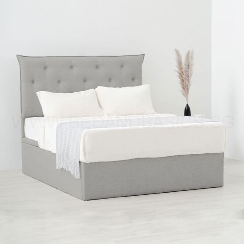 Littke Storage Bed Frame Stain, Fabric Headboard Divan Bed Frame With Storage