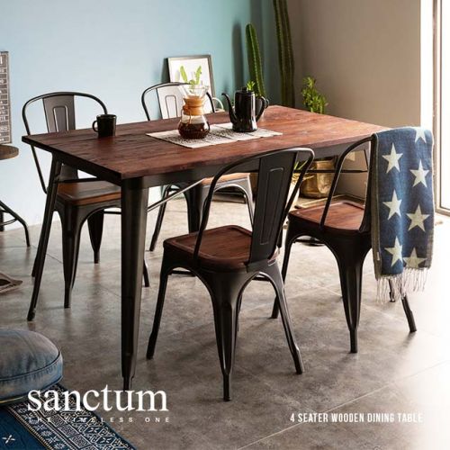 Sanctum Solid Wood Dining Table Only 4 Seater Bedandbasics