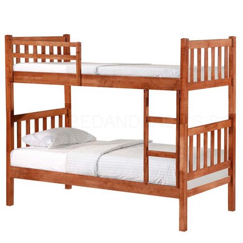 Woods Double Decker Wooden Bed Frame | Double Deck Bed | Loft Bed Singapore  | Bedandbasics