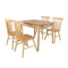 Hina Solid Wood Extendable Dining Table with 4 Chairs