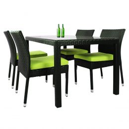Casa 4 Chair Dining Set Green Cushion