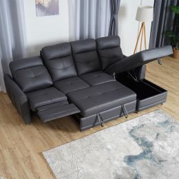 Derica Extendable Storage Sofa Bed with Recliner (Hi-Tech Fabric)