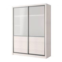 Devon Sliding Door Modular Wardrobe, White Glass