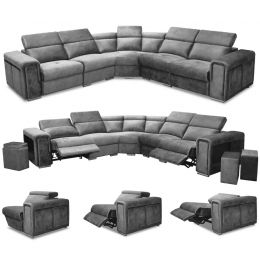 Gaspard Electric Recliner Sofa with Stools (Pet-Friendly Fabric)