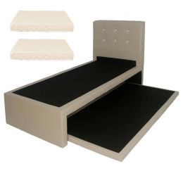Hadley 2-in-1 Faux Leather Bed Frame + Preston Foam Mattress Set