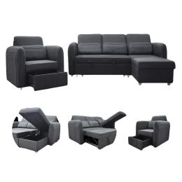 Julia Extendable Storage Sofa Bed with Optional Storage Armchair