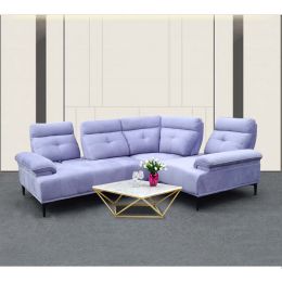 Lilac Sliding Backrest Corner Sofa (Kisa Velvet)