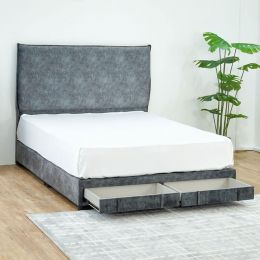 LYKKA Drawer Bed Frame (Marble Velvet)