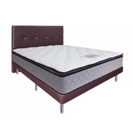 MaxCoil Supreme Plush Mattress + Fabric Bed Frame Set