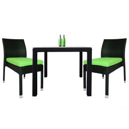Monde 2 Chair Dining Set Green Cushion