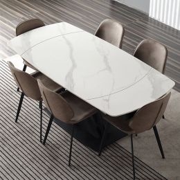 Reiaa Rotary Extendable Sintered Stone Dining Table with 4 Chairs