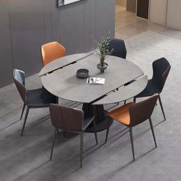 Rocco Rotary Sintered Stone Dining Table with 4 chairs