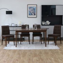 Verlon Solid Wood Dining Table with 4 Naeva Chairs