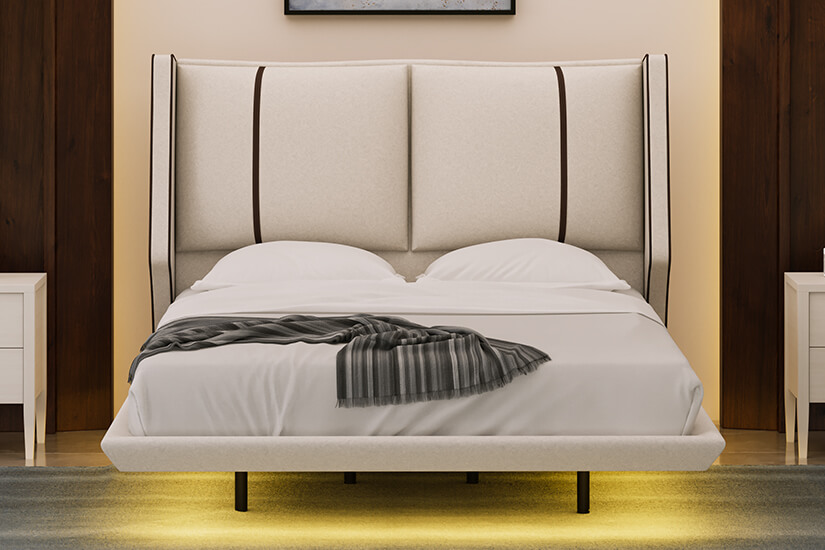 Luxurious floating bed frame. Elevate your room with touch of elegance. 