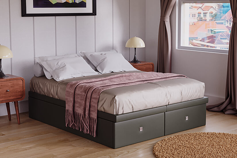 Divan style storage bed. Minimalist design and easy to match. 