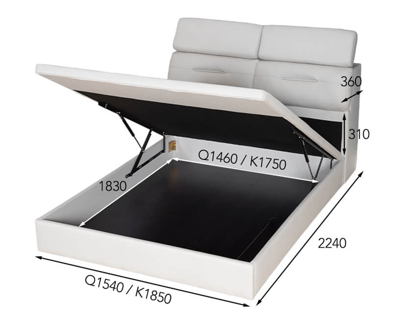 The overall dimensions of the Duorado Storage Bed Frame (Tech Fabric)