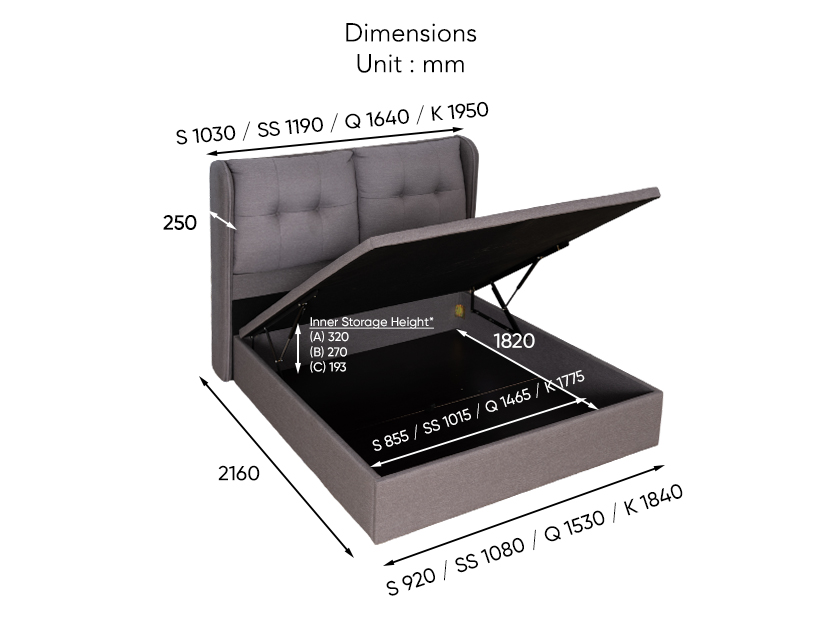 The overall dimensions of the Hannes Fabric Storage Bed Frame