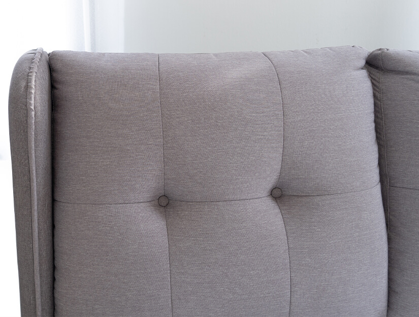 Wingback design with piped edges. Luxurious details.