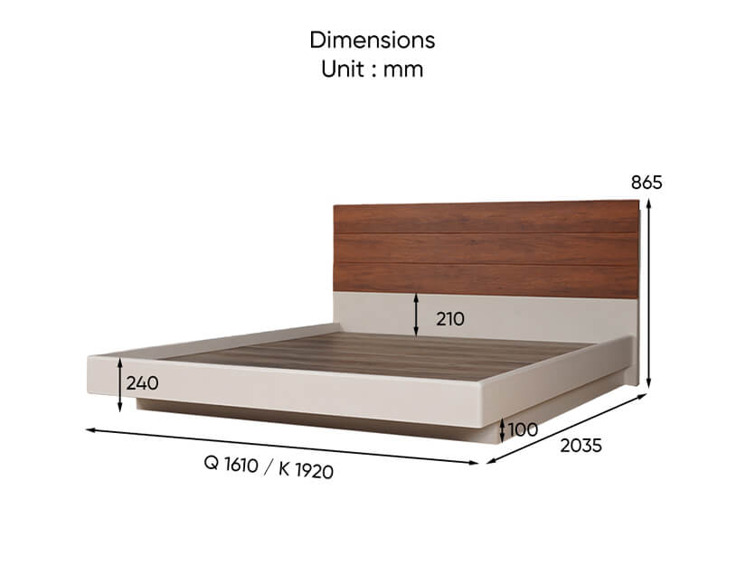 The dimensions of the Jolene Wooden Bed Frame.