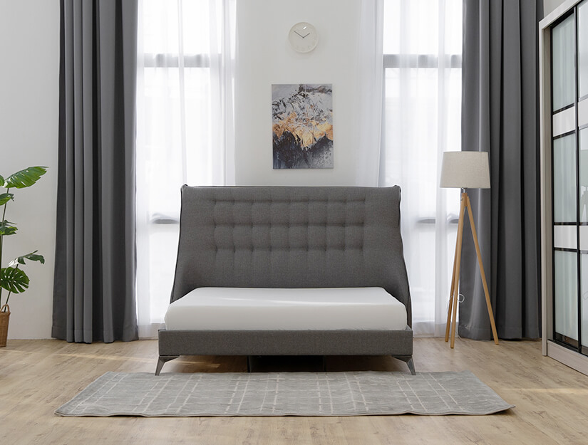 Elegant bed frame. Sleek & bold silhouette. Modern statement piece.