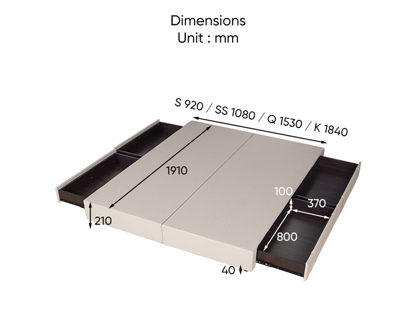 The dimensions of the Stefan Fabric Drawer Bed Frame.