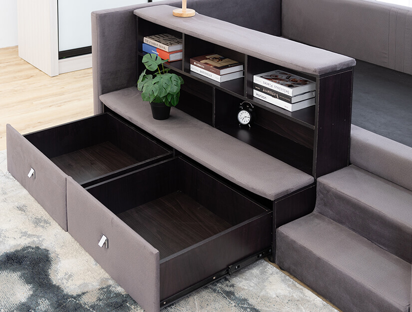 Equipped with 2 deep drawers. Generous storage space. Easy to access & use. 
