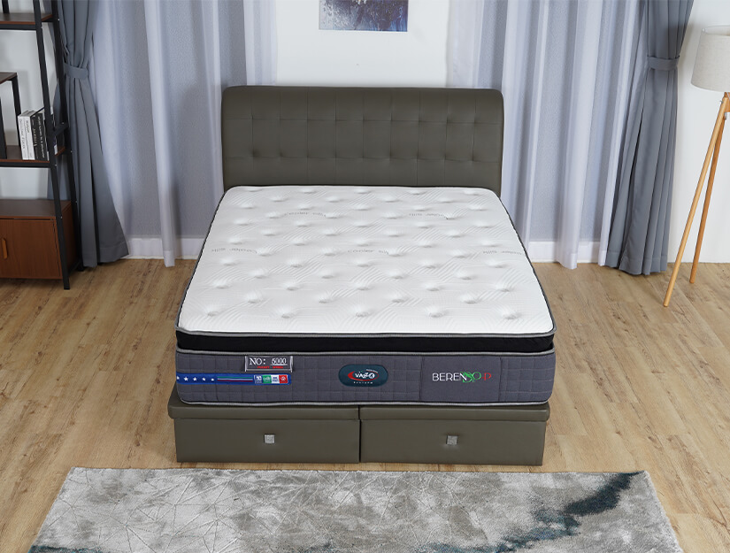 Luxurious orthopaedic mattress with leather storage bed. For a well-rested you! 