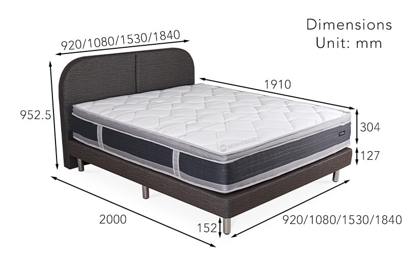 The dimensions of the Dreamster Providence Bundle + Oscar Bed Frame Bundle.