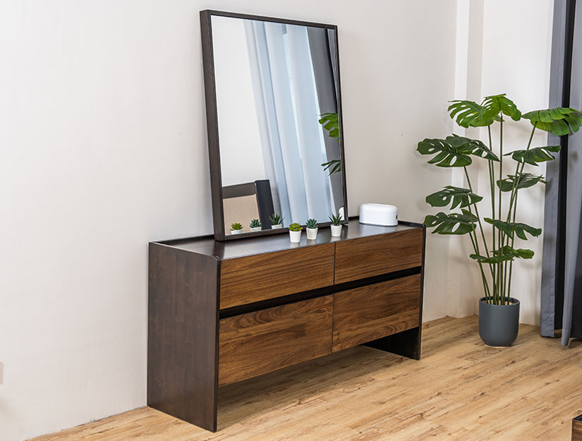 Tall mirror with wide tabletop. Practical & beautiful.