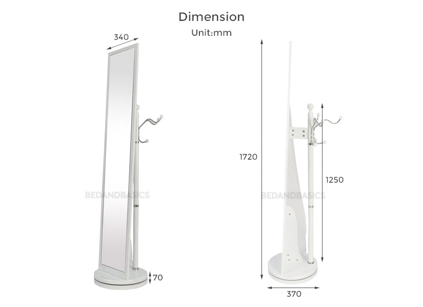 dimensions of the Lisa standing mirror. Bedandbasics.sg is the best furniture online shop in Singapore SG