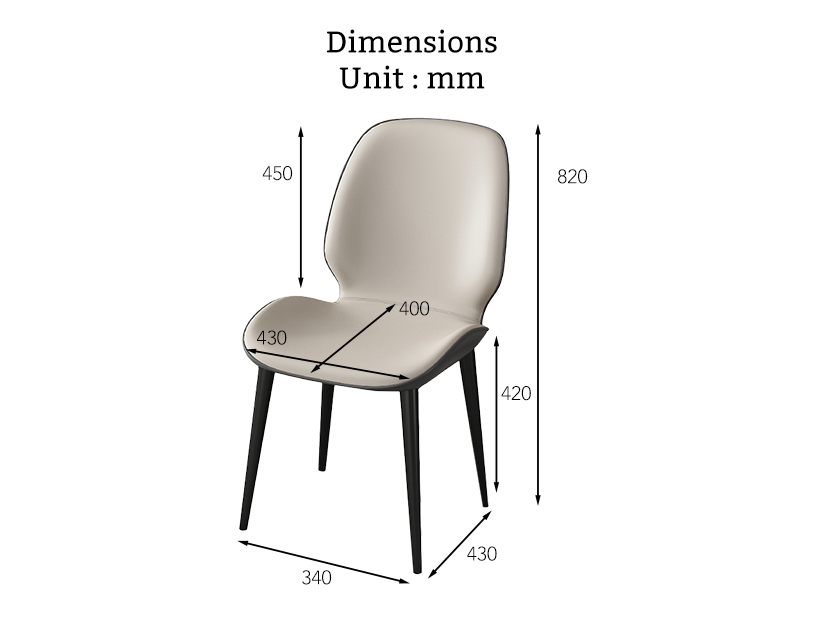 The dimensions of the Otis Dining Chair