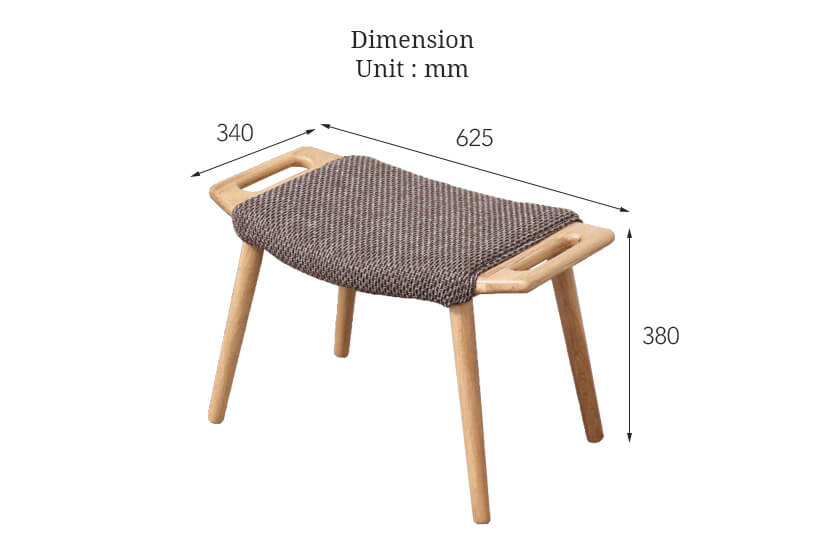 The dimensions of the Nara dressing stool.