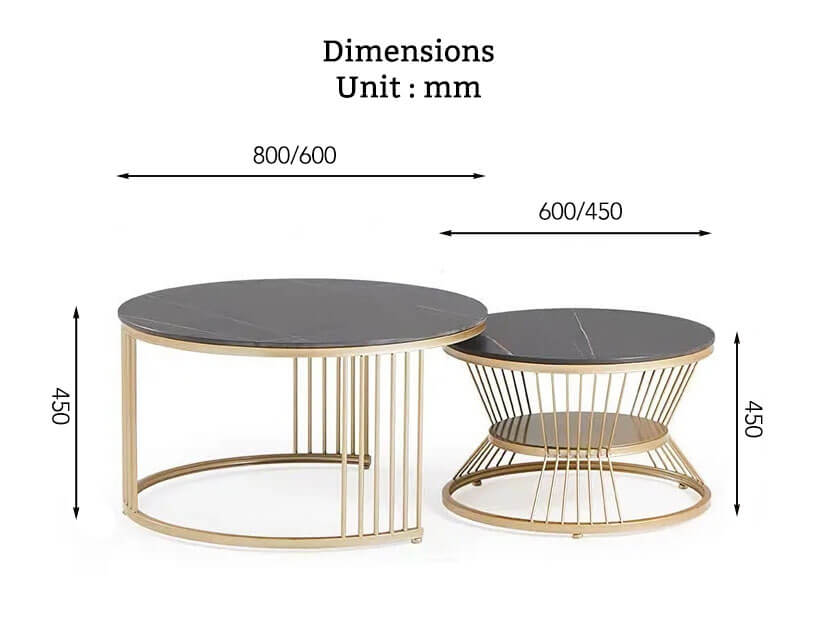 The dimensions of the Blaire Sintered Stone Coffee Table.