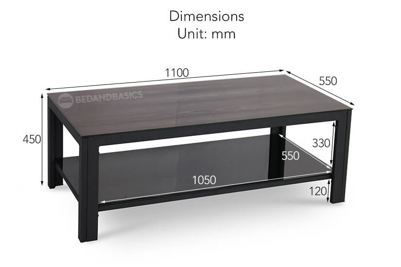 Black Orianne Coffee Table Dimensions