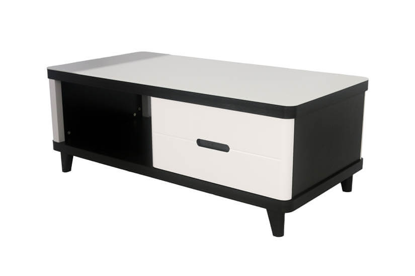Made of MDF wood with monochrome colored laminates, the coffee table’s wood colored tones are easy to match. 