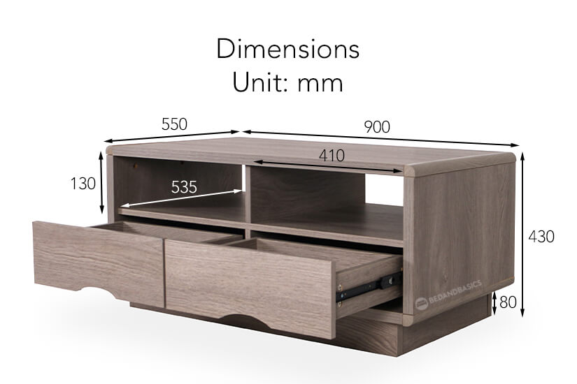 The overall dimensions of the Danette Coffee Table.