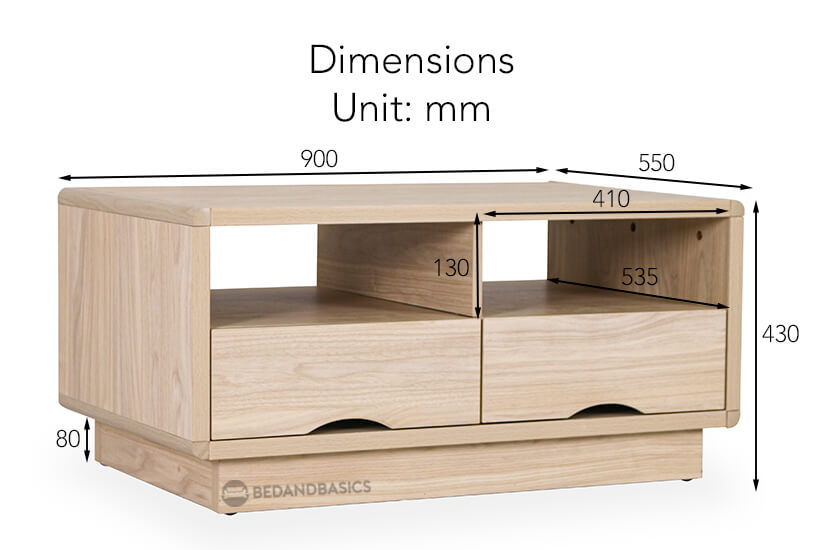 The overall dimensions of the Dani Coffee Table.