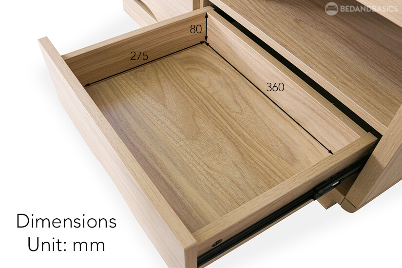 The pull-out drawer dimensions of the Dani Coffee Table.