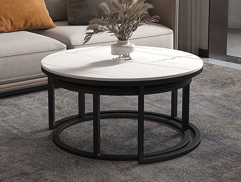 Compact Design. Simply push the smaller table in, to create extra space in your living room.