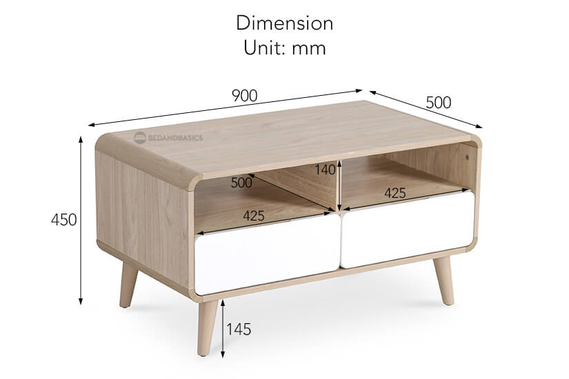 The overall dimensions of the Eadie Coffee Table.
