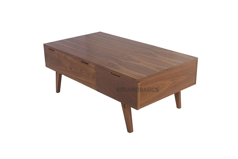 Made of MDF wood and natural wood colored laminates, the coffee table’s brown tones are easy to match.