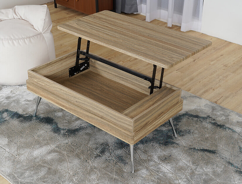 Wooden coffee table. Modern Scandinavian design. 