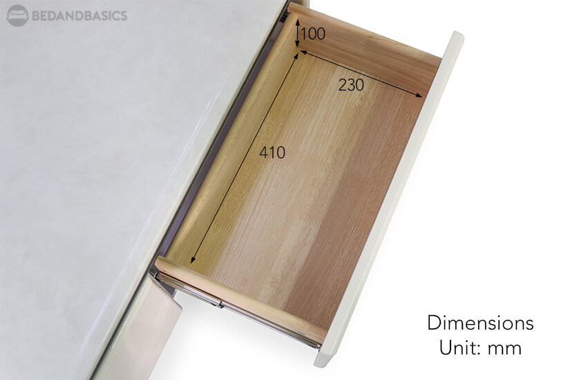 The pull-out drawer dimensions of the Neville Coffee Table.