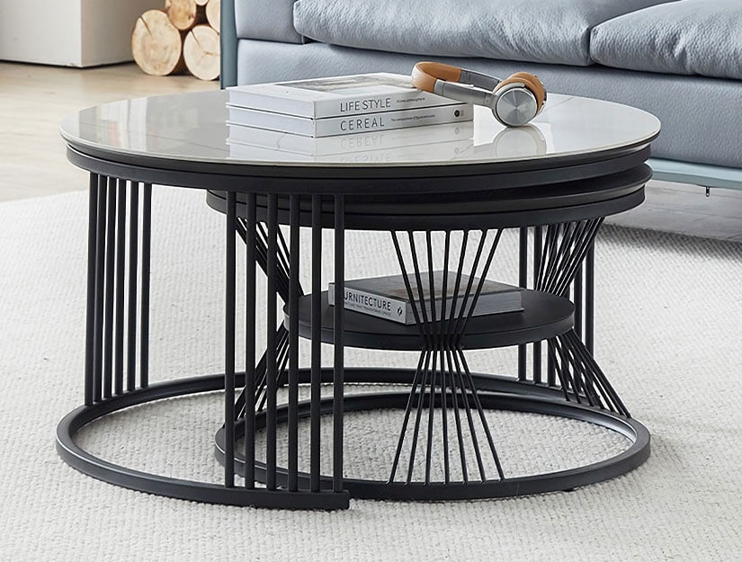 Compact Design. Simply push the smaller table in to create extra space in your living room.
