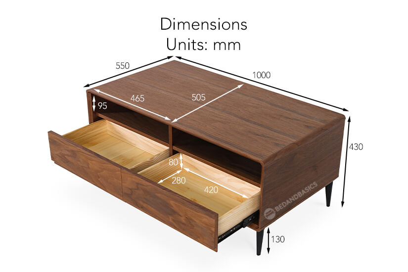 The overall dimensions of the Sylvia Coffee Table.