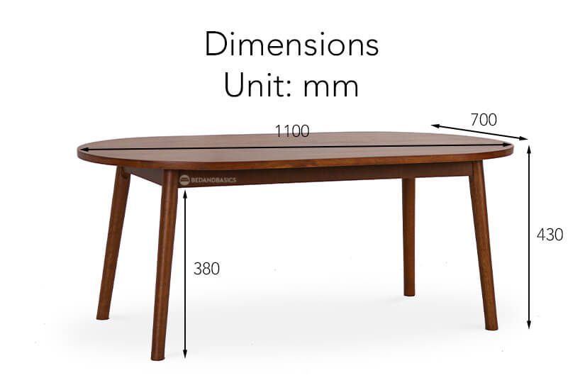 The overall dimensions of the Talia solid wood coffee table.